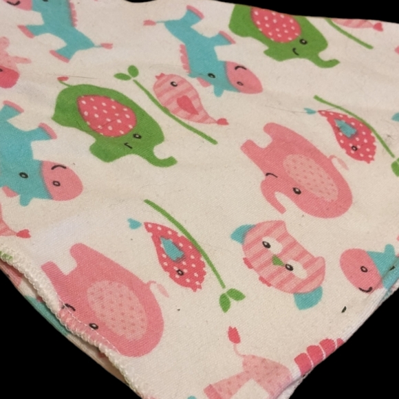 White, Pink, & Blue Colorful Elephant, Horse, Owl, & Bird Print Pet Bandana - Picture 4 of 9